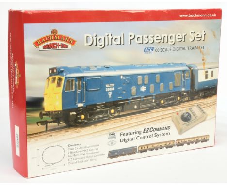 Bachmann Branch-line Digital Passenger Set 30-050: Containing One Class 25 Diesel Locomotive and, 2x Blue/Grey MK2 Coaches, S