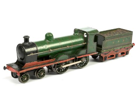 Marklin Gauge 1 4-4-0 GNR Green 1427 Clockwork Loco &amp; Tender. Loco body has been partly overpainted &amp; tender over var