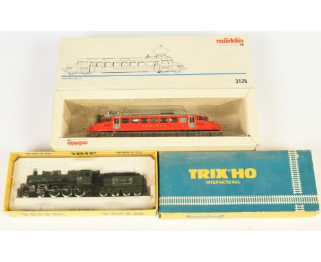 Marklin &amp; Trix HO Gauge pair of Locomotives comprising of Marklin Ref 3125 SBB red livery type RCE2/4 Single Rail Car No.