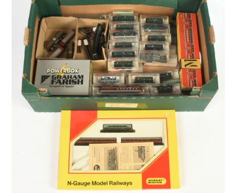 Fleischmann, Lima &amp; Similar N Gauge mixed group of items to include Locomotives, Coaches, Wagons and other items (see pho
