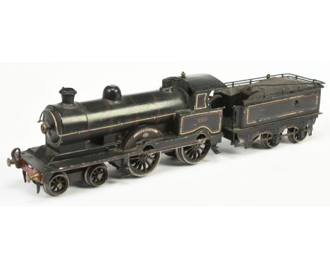 Bing For Bassett Lowke Gauge 1 4-4-0 LNWR Black 513 Loco and Tender. Paint has crazed with age, paint chips &amp; loss to som