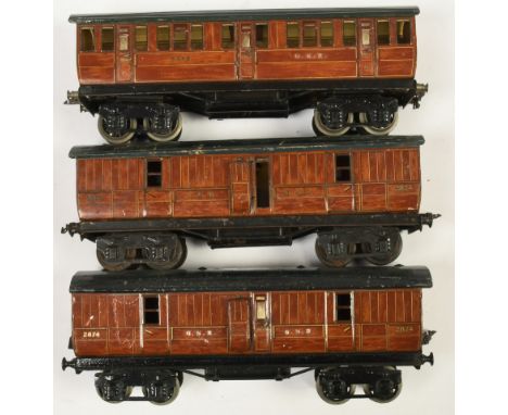 Marklin Gauge 1 Group of 3x GNR unboxed coaches. Comprising Full 3rd 2873 &amp; 2x Full Brake 2874, some wheels have been cha
