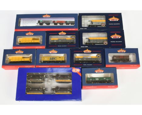 Assortment of Bachmann &amp; Heljan Wagons: Heljan 4095 Dogfish Wagons, Bachmann 38-325K Set of 13t ZGA Departmental, 2x 38-1