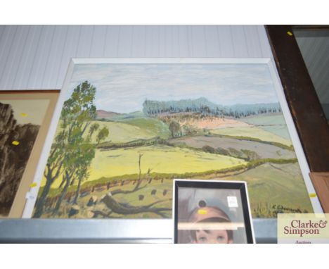 An 'R Edwards' oil on board landscape study