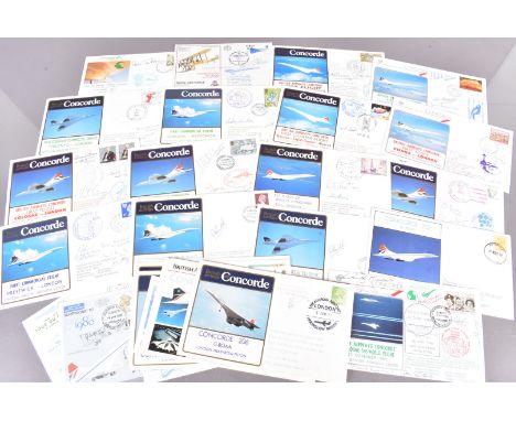 An assortment of signed Concorde related First Day Covers, including two signed by Brian Trubshaw, J.C Hutchinson, A.R Meadow