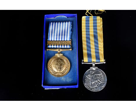 Two Korea replacement medals, the Korea medal awarded to KX876417 J W CONSITT SM RN, together with the United Nations Korea m
