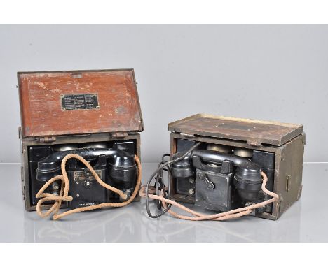A Military Field Telephone 'F' Mk.1, complete with original wooden carry case, with original Army Phonetic alphabet label to 