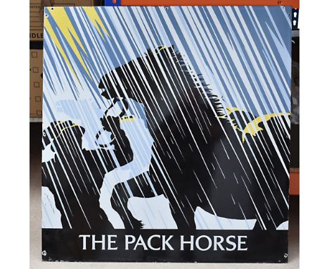 The Pack Horse, single sided enamel pub sign, 74cm x 76cm 