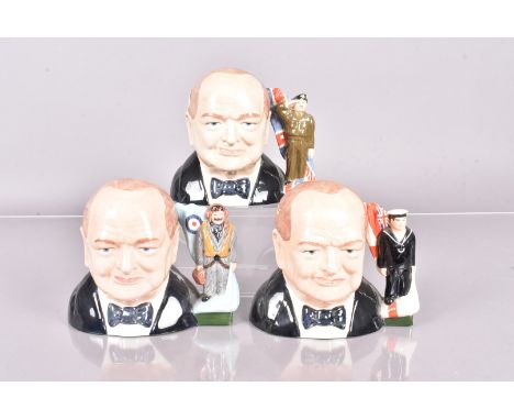 Three Manor Limited Editions 'Forces Churchill' Character Jugs, comprising Navy (14/500), Airforce (36/500) and Army (136/500