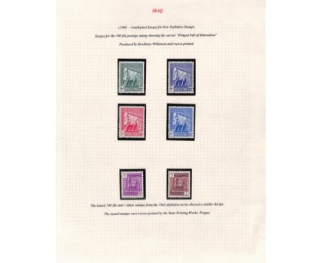 c.1960 100f Unadopted essays for a new definitive issue, depicting the sacred "Winged Bull of Kharsabad", the perforated and 