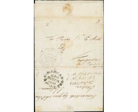 Danish India. 1834 (Jan 8) Entire letter written in Danish from St. Helena "To the Revd E. Mohl, Tranquebar, East Indies", th