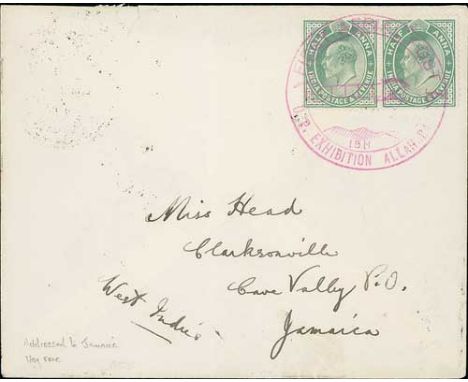 1911 (Feb 18) Allahabad First Aerial Post, cover addressed to "Clarksonville, Cave Valley P.O, Jamaica, West Indies" with KEV