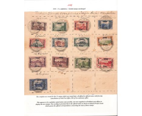 1918 (Sep 1) Printed Gelatine copy type notice headed "Turkish Stamps overprinted Iraq in British Occupation" with squares fo
