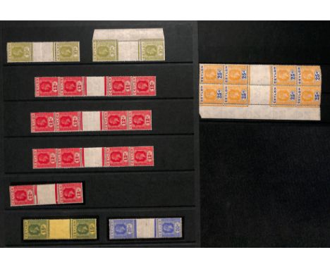 1921-32 Multiple Script CA, die I and die II vertical interpanneau pairs mint, comprising 10c (2, light crease to central gut