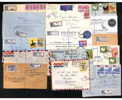 1947-90 Registered covers sent from or within Malaysia, all Posted Out of Course, various cachets, a few manuscript endorseme