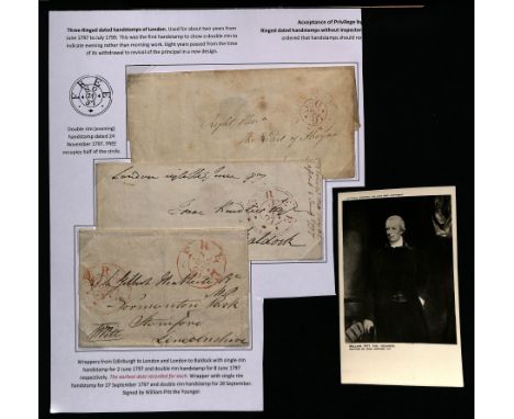 1797 Entires with triple or quadruple ring (Evening Duty) Free datestamps with a diamond at base, one wrapper addressed and s