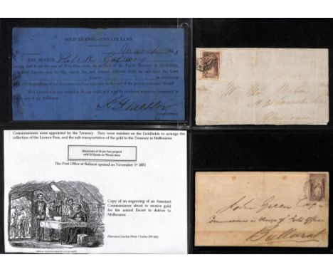 1853-74 Covers (6, two with letters) and entire letters (3) from Victoria (8) or South Australia, the 1851 letter from Adelai