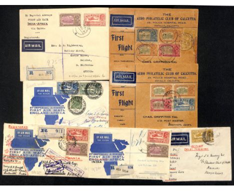1931 (Feb 25) Imperial Airways first despatch to Africa sent entirely by air, covers to Assouan, Nairobi, Mwanza, Dodoma, Sel