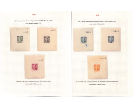 1955 Die Proofs of the 5f, 10f, 20f, 25f and 30f in the issued colours, and 2f in the unadopted colour of blue, all on number