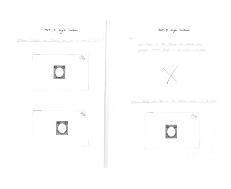 1927 1r - 20r Frame Plate Die Proofs in black on white glazed card, all dated "8/7/27" in manuscript, 92x60mm, all fine. (5).