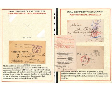Ahmednagar. 1914-19 Printed Prisoner of War Postcards, the reverse with the usual five short messages, printed in English (11