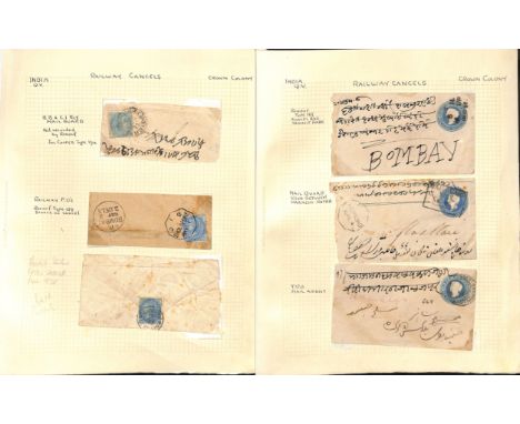 Railways/T.P.Os. c.1860-1912 Covers and cards (25), stamps and pieces (7), mainly QV ½a native covers, cancellations include 