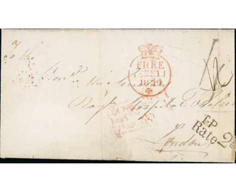 Uniform 4d Post. 1839 (Dec 9) Entire letter from Dublin to the Royal Hospital Chelsea with Dublin "4" charge mark, crossed ou