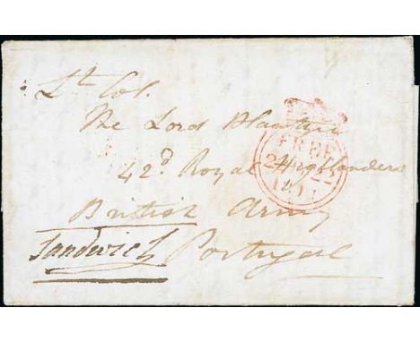 Peninsular War. 1811 (July 19) Entire letter to "Lt. Col. The Lord Blantyre, 42nd Royal Highlanders, British Army, Portugal" 