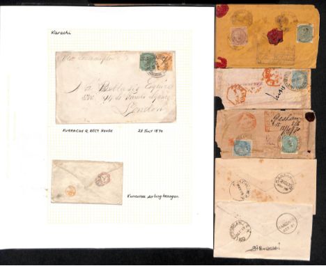 Receiving Houses. 1861-c.1880 Covers with Receiving House datestamps including single ring cancels "PESHAWAR CITY RECG HOUSE"