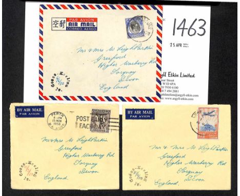 1950 Covers from E.R Leigh Parkin of Cable &amp; Wireless Ltd to his parents in England, all sent by barrel mail with circula