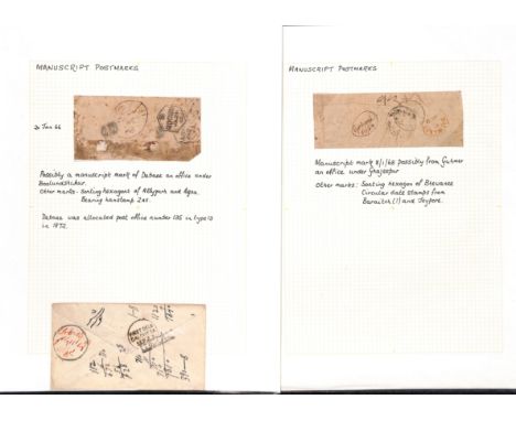 Manuscript Datestamps. 1866-81 Native covers comprising stampless cover with manuscript "Debaee 20 Jan. 66" (?) within a hand