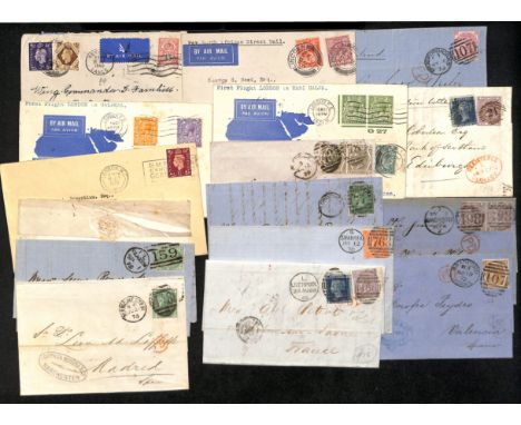 c.1830-1970 Covers and cards including an entire (side flaps removed) with fine green "BUENOS AYRES / O" applied at the Falmo