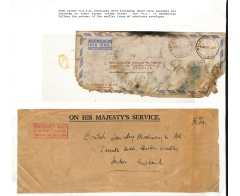 From New Zealand. 1954 (Mar. 10) Cover from Wellington with 1/6 meter, enclosed within O.H.M.S. buff ambulance envelope (304x