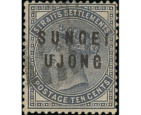 1882-84 10c Slate, all letters narrow with defective "G" in "UJONG", fine used with light bars cancel. Signed Bloch, with BPA