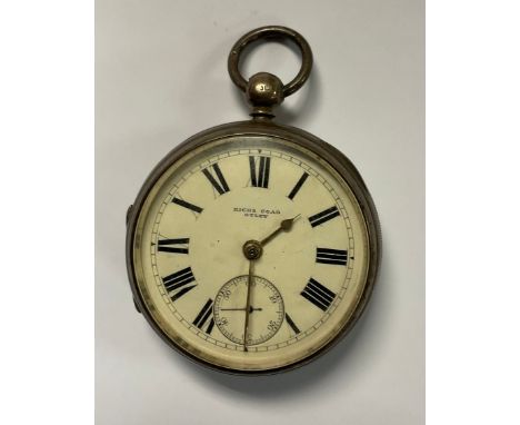 A Victorian silver open face pocket watch, white enamel dial, Roman numerals, subsidiary seconds dial, Richard Coad, Otley, 7