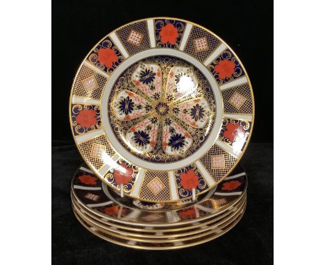 A set of six Royal Crown Derby 1128 pattern side plates, 22cm, first quality, printed marks 