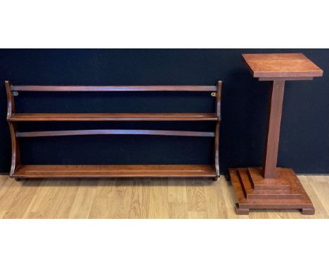 An Art Deco oak statuary pedestal, c.1940; an Ercol plate rack (2) 