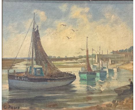 C *ears (first half 20th century)Fishing Boatsoil on board, 37cm x 45cm 