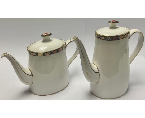 A Royal Crown Derby Kedleston pattern coffee pot, 23cm, first quality; a Royal Crown Derby Kedleston pattern teapot, 17.5cm, 