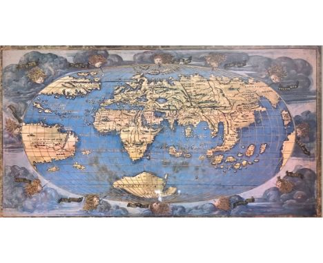 Map - after Francesco Roselli, The World 1508, first drawn in Venice, a limited edition 419/7,500, mounted and framed, 48cm x