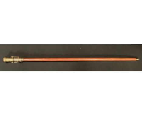 A novelty Dolland Replica 1920's style walking stick, the handle as a spotting scope/compass, tapering shaft, 99cm long 