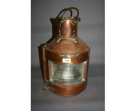 Copper Ship's Port lamp, pattern 23, marked Birmingham, 1943
