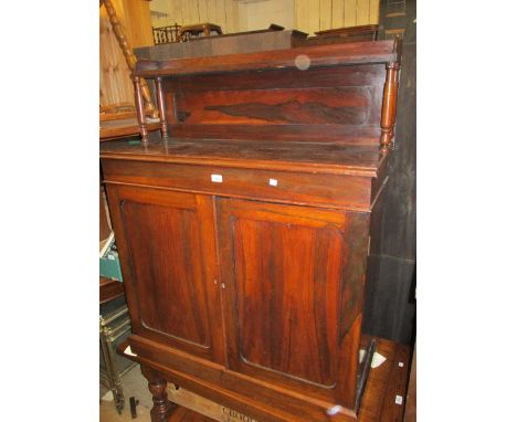 19th Century rosewood chiffonier with a shelf back above two panel doors on a plinth base