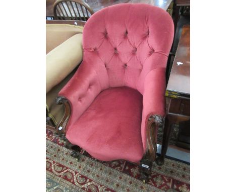 Similar red button upholstered drawing room chair