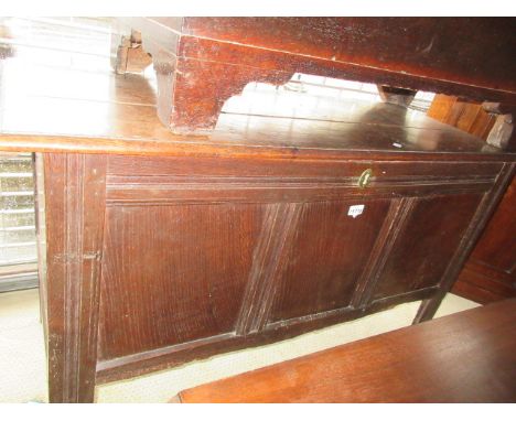 18th Century oak three panel coffer raised on stile supports