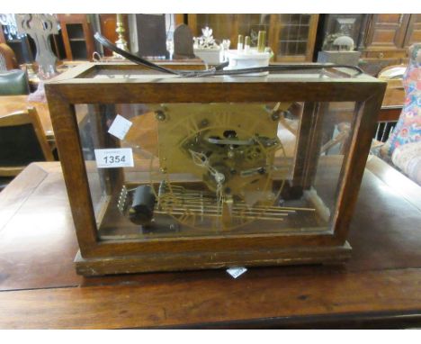 Smiths Sectric Westminster chime mantel clock in an oak glazed case, 13.5ins x 9ins
