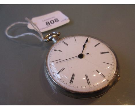 French white metal cased pocket watch, possibly for the Chinese or Turkish market, the enamel dial with Roman numerals and ce