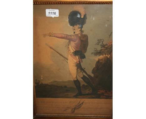 Early 19th Century coloured engraving, portrait inscribed to Samuel Compton, published 1804 by John Wallis, gilt framed