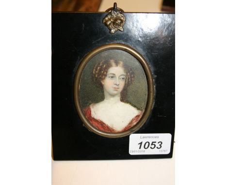 Antique miniature portrait of a young lady, ' The Duchess of Somerset ', original inscription verso