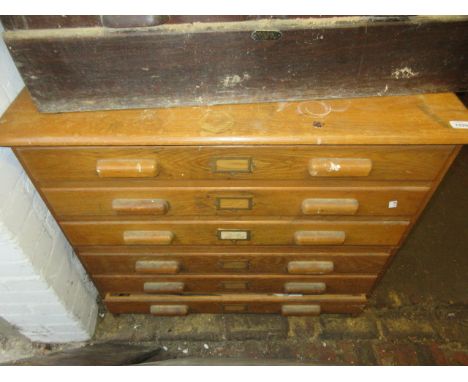 Mid 20th Century light oak two part plan chest